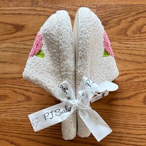 P.J. Salvage White and Pink Cozy Mules
